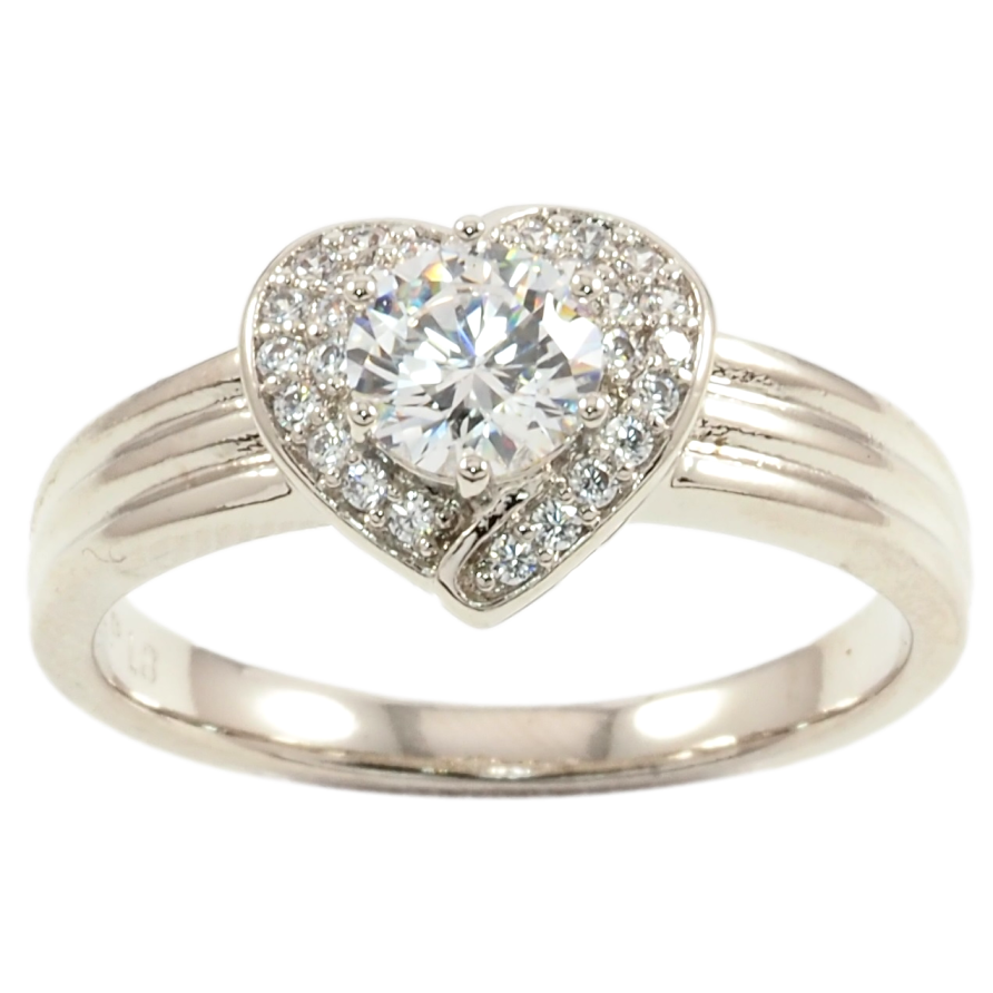 Кольцо Xuping Родий Сердечко с цирконием фото №1