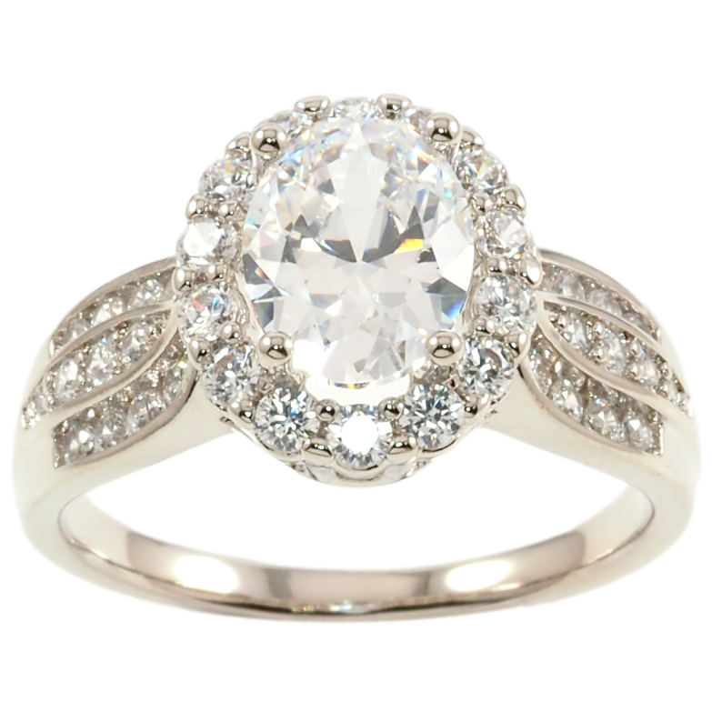 Кольцо Xuping Родий Фианит в обрамлении циркония фото №1