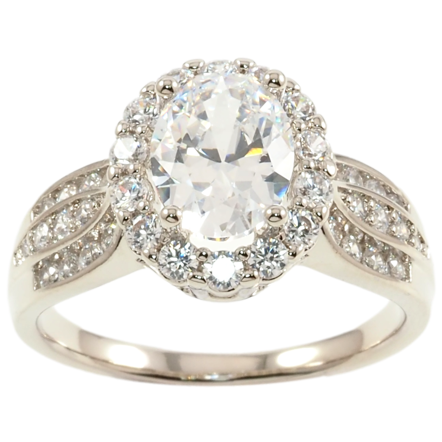 Кольцо Xuping Родий Фианит в обрамлении циркония фото №1