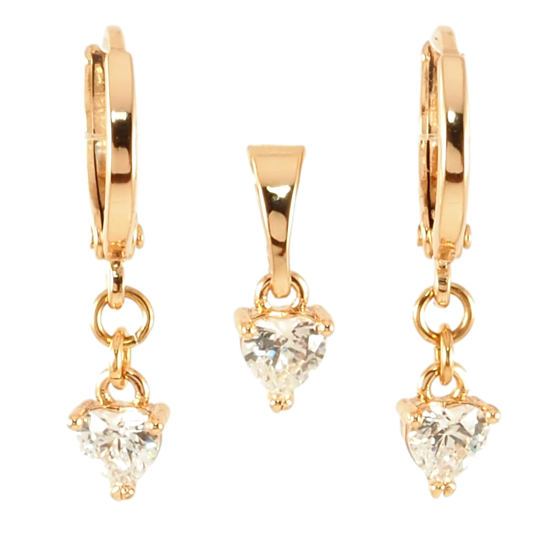 Набір Xuping Позолота 18K Сережки Кулон Кришталеві сердечка 5х5мм фото №1