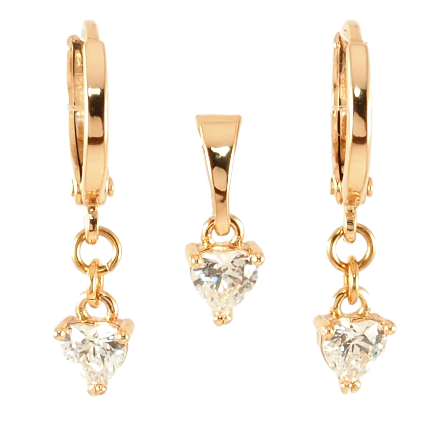 Набор Xuping Позолота 18K Серьги Кулон Кристальные сердечки 5х5мм фото №1