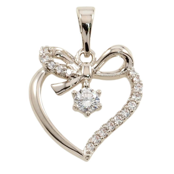 Кулон Xuping Родій Сердечко з бантом і цирконієм для ланцюжка до 5мм фото №15