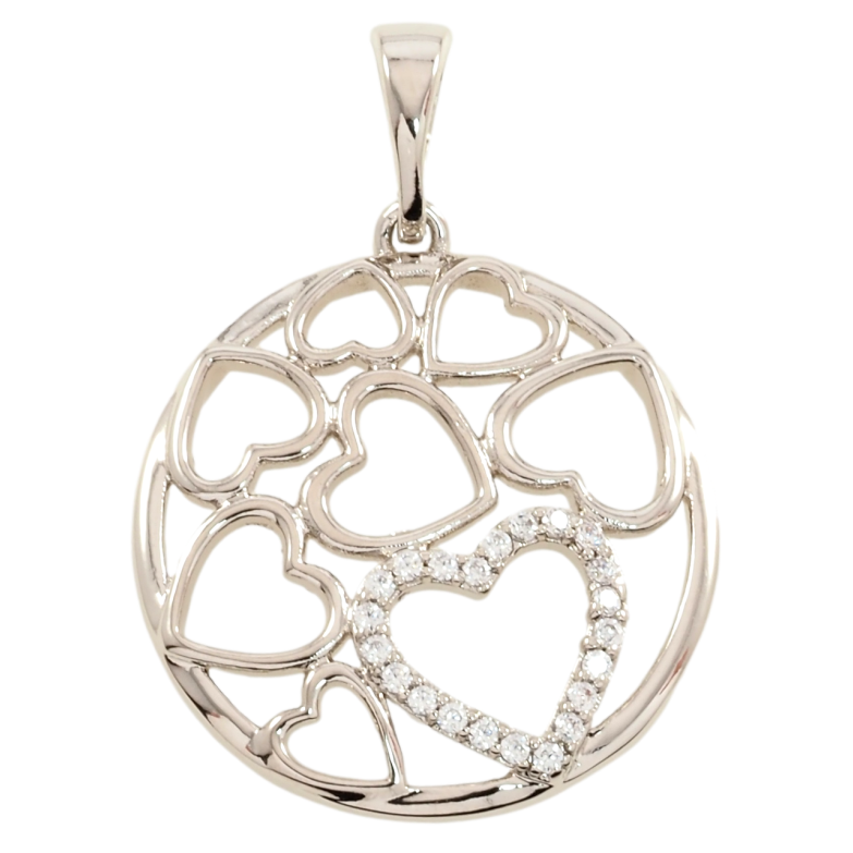 Кулон Xuping Родій Візерунок сердечка з цирконієм для ланцюжка до 5мм фото №1