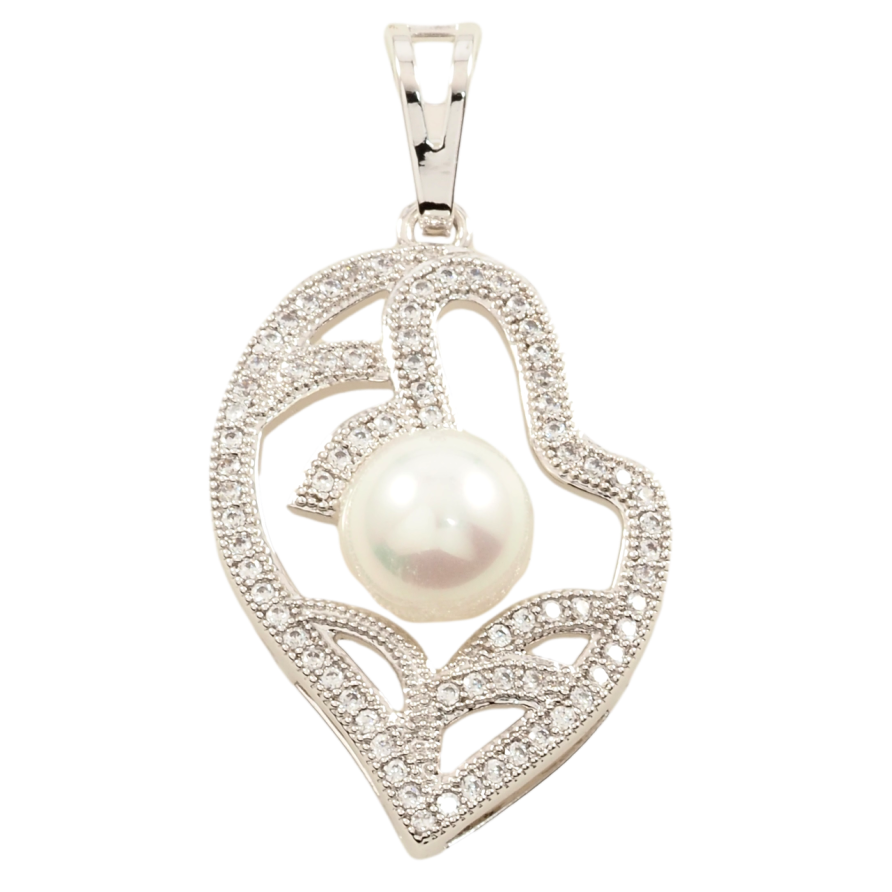 Кулон Xuping Родій Декоративний візерунок з цирконієм і перлиною для ланцюжка до 7мм фото №1