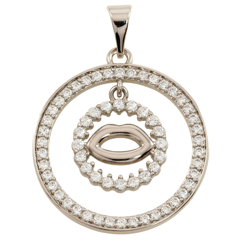 Кулон Xuping Родій Кола з цирконієм і поцілунком для ланцюжка до 7мм фото №1