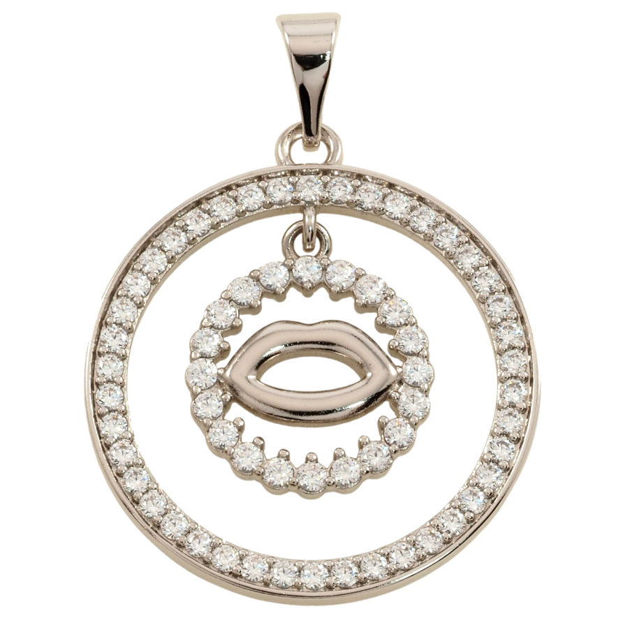 Кулон Xuping Родій Кола з цирконієм і поцілунком для ланцюжка до 7мм фото №1