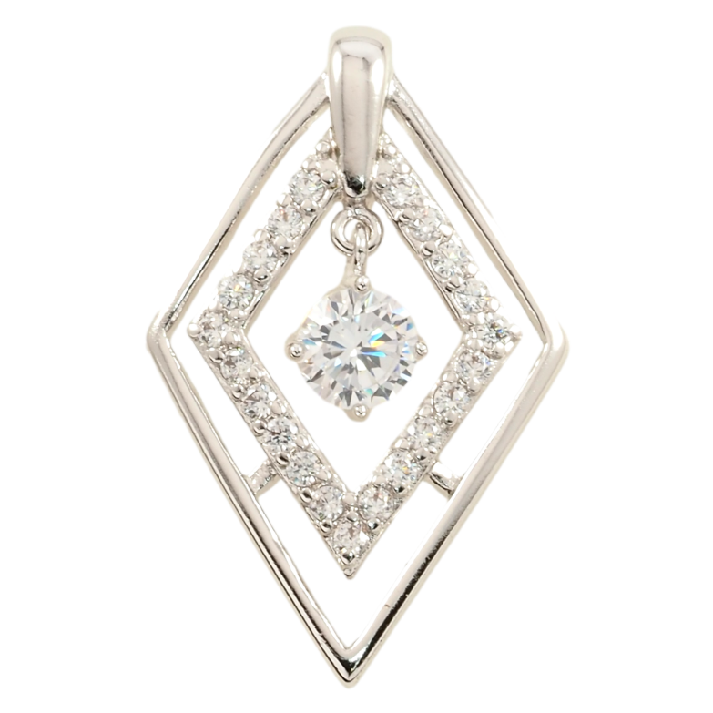 Кулон Xuping Родий Ромб с цирконием для цепочки до 3мм фото №3