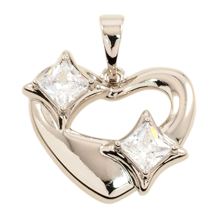 Кулон Xuping Родій Сердечко з фіанітами для ланцюжка до 5мм фото №1