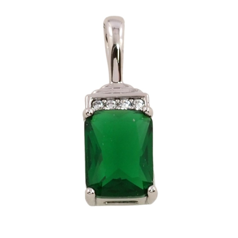 Кулон Xuping Родий Зеленый фианит для цепочки до 3мм фото №1