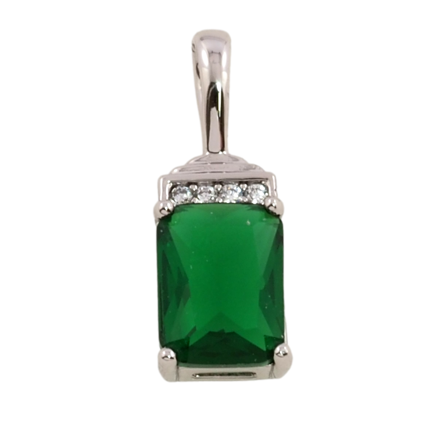 Кулон Xuping Родій Зелений фіаніт для ланцюжка до 3мм фото №1