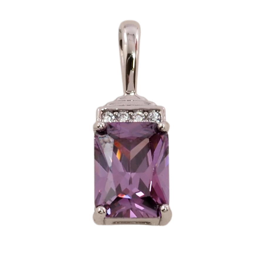 Кулон Xuping Родий Сиреневый фианит для цепочки до 3мм фото №1