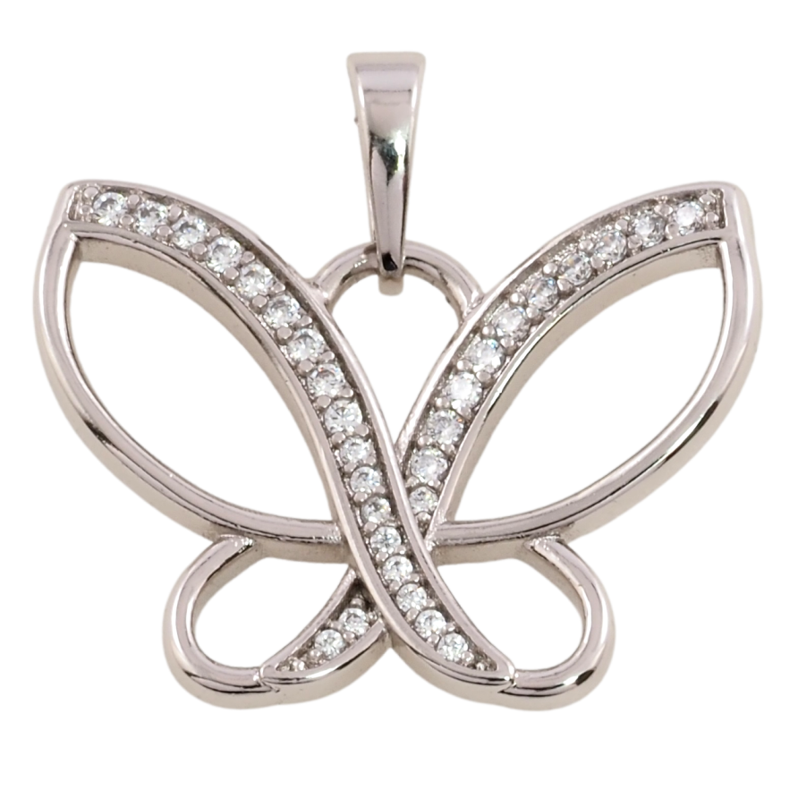 Кулон Xuping Родій Метелик з цирконієм для ланцюжка до 6мм фото №1