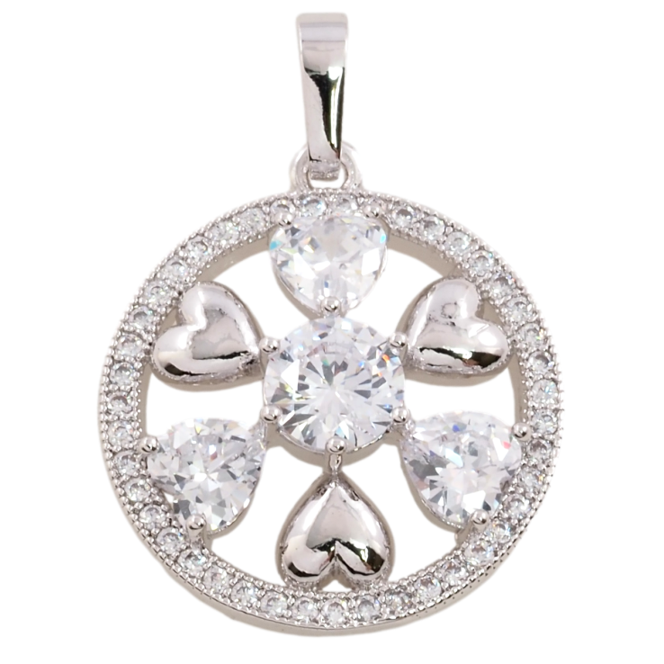 Кулон Xuping Родій Візерунок з інкрустацією цирконієм і сердечками для ланцюжка до 5мм фото №10