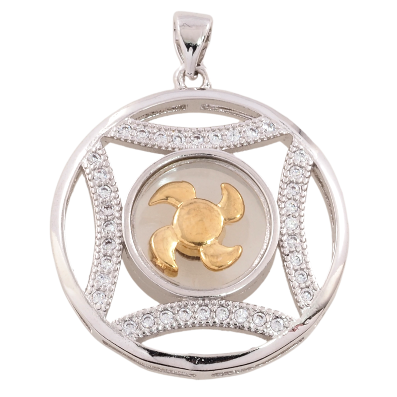 Кулон Xuping Позолота 14К + Родій Круг з пропелером для ланцюжка до 3мм фото №2