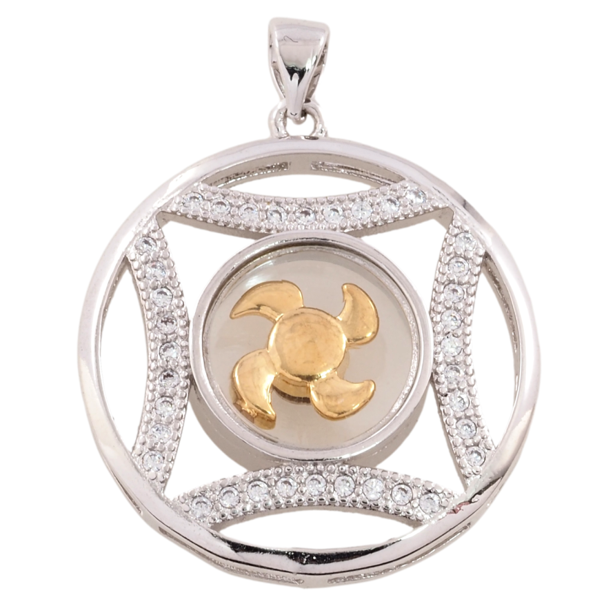 Кулон Xuping Позолота 14К + Родій Круг з пропелером для ланцюжка до 3мм фото №1