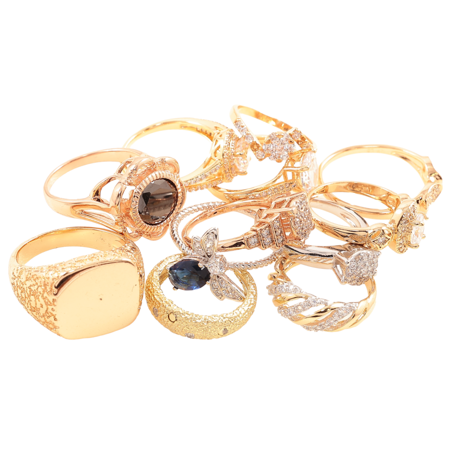 Каблучки Позолота 18K та Родій. БІЖУТЕРНИЙ ЛОМ ціна за 50 г. ДИВІТЬСЯ ОПИС! фото №1 Каблучки Позолота 18K та Родій. БІЖУТЕРНИЙ ЛОМ ціна за 50 г. ДИВІТЬСЯ ОПИС! фото №1