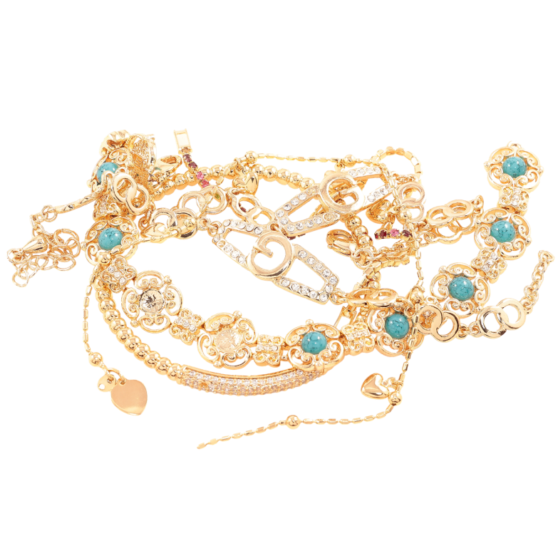 Браслети Позолота 18K та Родій. БІЖУТЕРНИЙ ЛОМ ціна за 50 г. ДИВІТЬСЯ ОПИС! фото №1