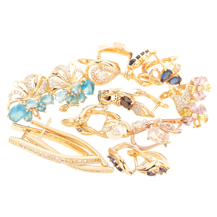 Сережки парами Позолота 18K та Родій. БІЖУТЕРНИЙ ЛОМ ціна за 50 г. ДИВІТЬСЯ ОПИС! фото №15