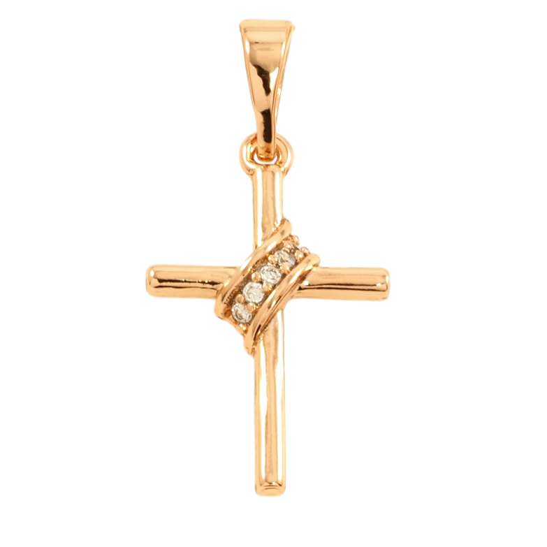 Кулон Xuping Позолота 18K Декоративный Крест с цирконием для цепочки до 5мм фото №1