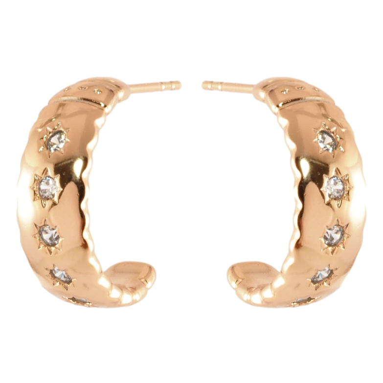 Серьги Xuping Позолота 18K пусеты Дуги с вставками циркония фото №1