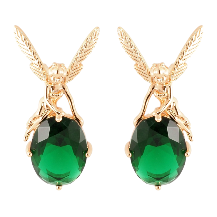 Серьги Xuping Позолота 18K пусеты Фея на зеленом кристалле фото №21 Серьги Xuping Позолота 18K пусеты Фея на зеленом кристалле фото №21