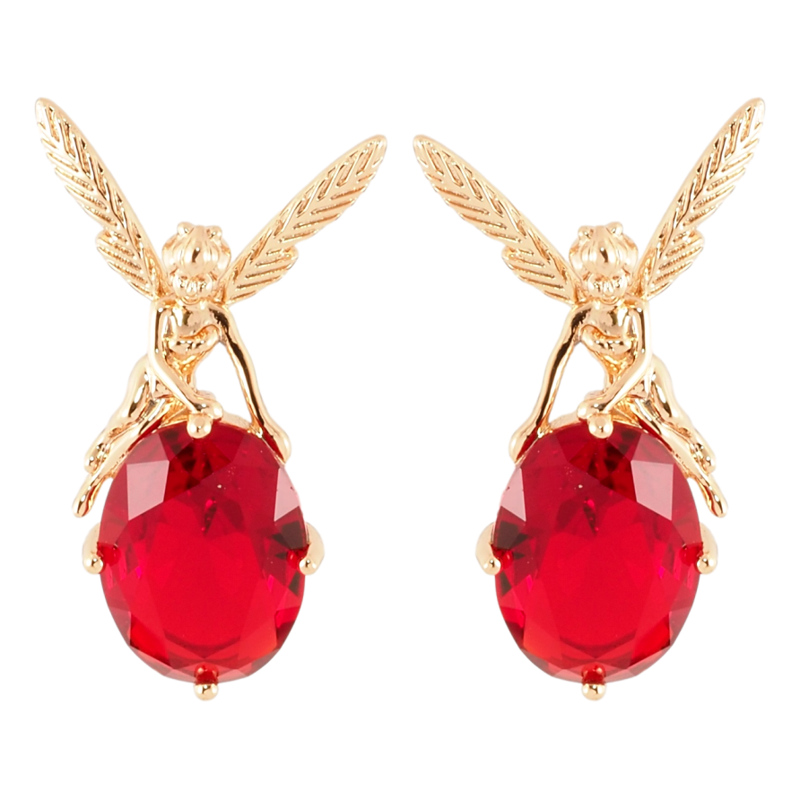 Серьги Xuping Позолота 18K пусеты Фея на красном кристалле фото №1 Серьги Xuping Позолота 18K пусеты Фея на красном кристалле фото №1