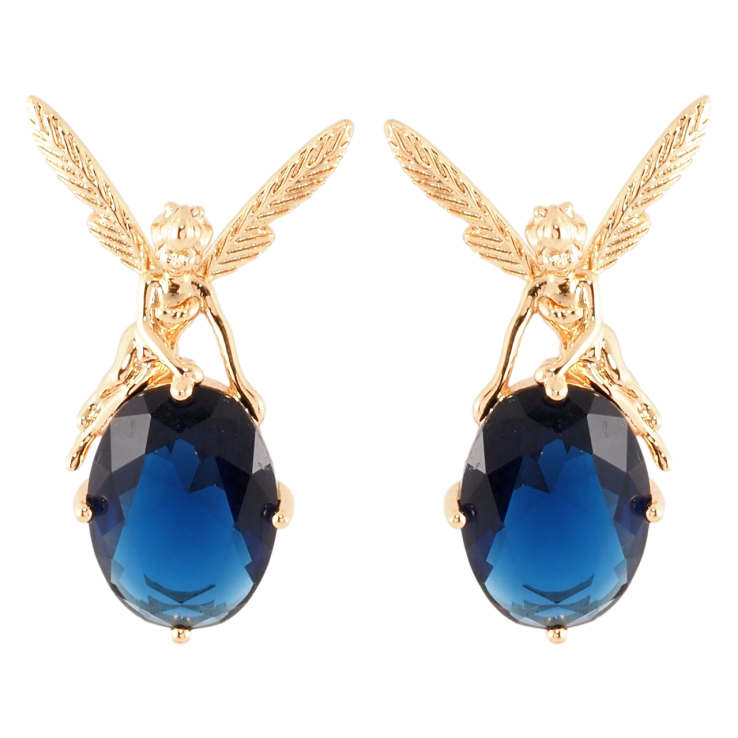 Серьги Xuping Позолота 18K пусеты Фея на синем кристалле фото №18 Серьги Xuping Позолота 18K пусеты Фея на синем кристалле фото №18