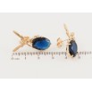 Серьги Xuping Позолота 18K пусеты Фея на синем кристалле фото №2