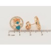 Серьги Xuping Позолота 18K пусеты Колечки с цирконием и узором голубой эмалью фото №2 Серьги Xuping Позолота 18K пусеты Колечки с цирконием и узором голубой эмалью фото №2