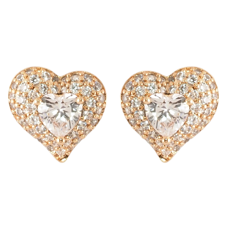 Серьги Xuping Позолота 18K пусеты Сердечки с инкрустацией цирконием фото №3