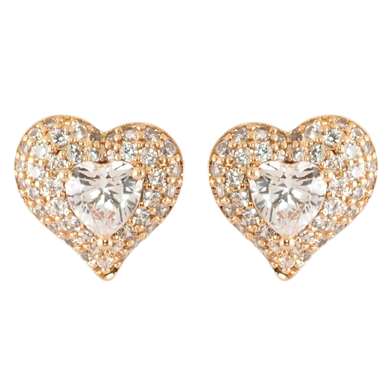Серьги Xuping Позолота 18K пусеты Сердечки с инкрустацией цирконием фото №1