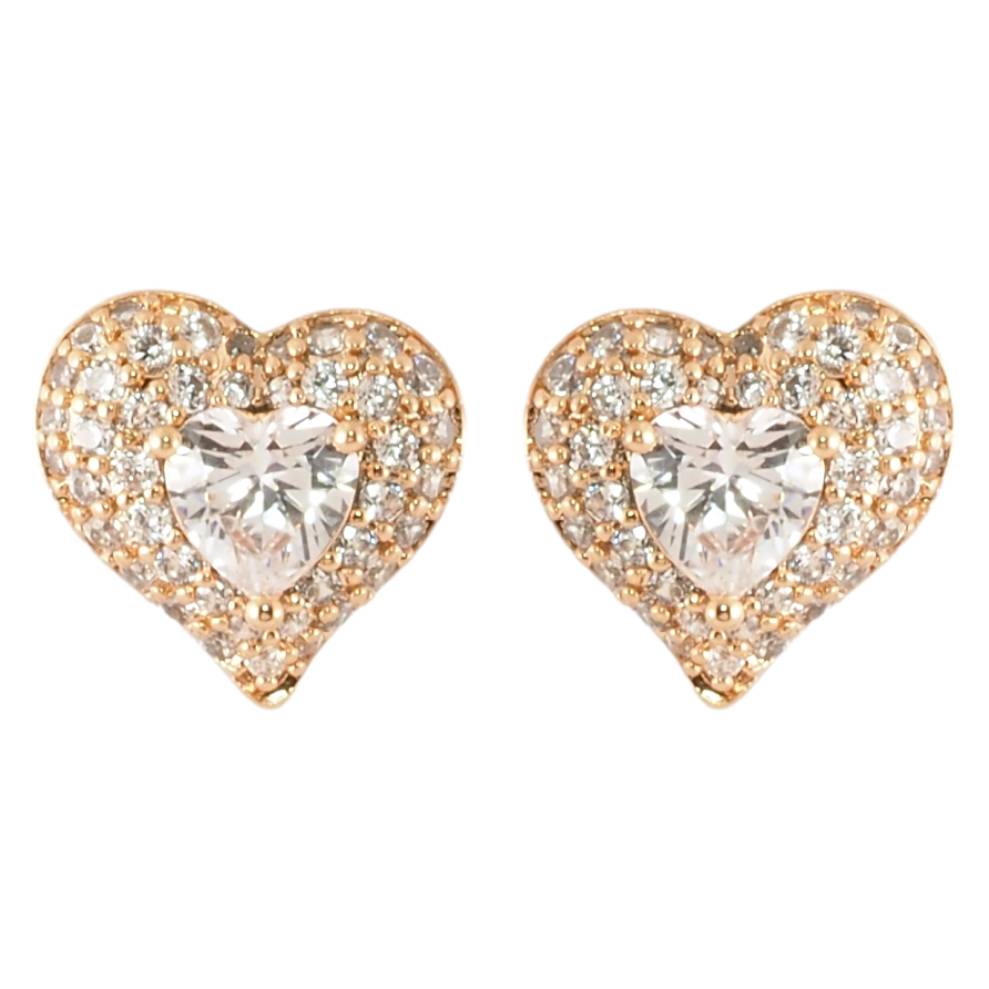 Серьги Xuping Позолота 18K пусеты Сердечки с инкрустацией цирконием фото №1