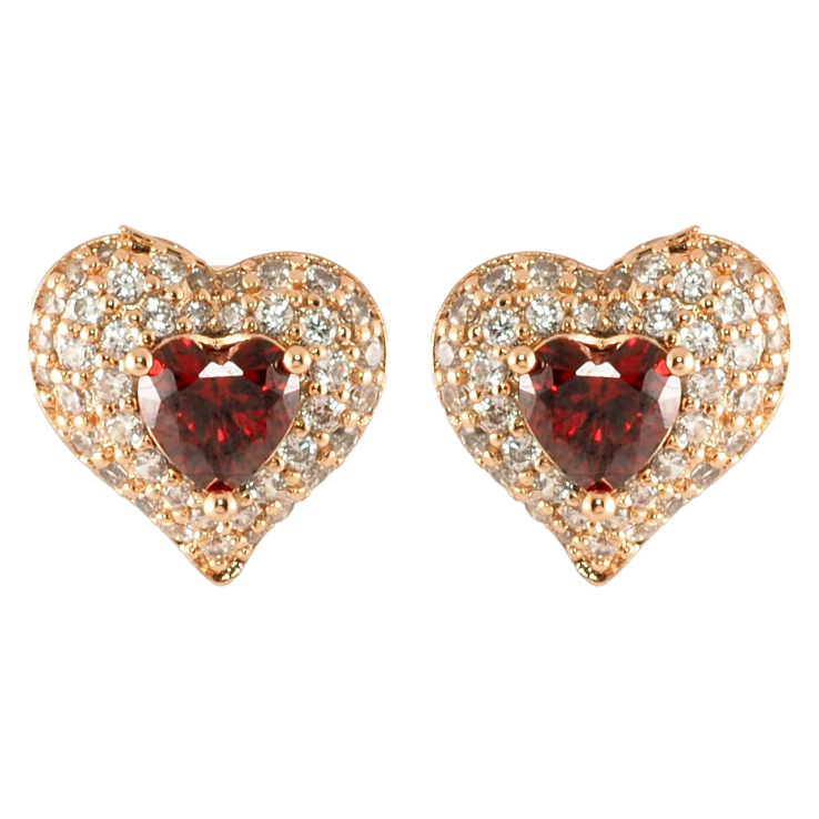 Серьги Xuping Позолота 18K пусеты Сердечки с инкрустацией цирконием и красными фианитами фото №25 Серьги Xuping Позолота 18K пусеты Сердечки с инкрустацией цирконием и красными фианитами фото №25