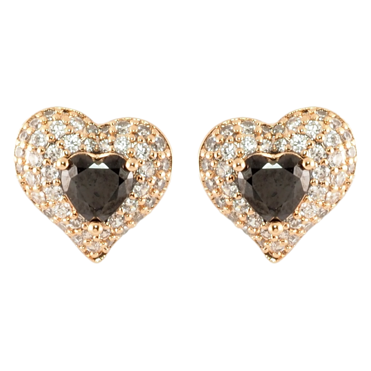 Серьги Xuping Позолота 18K пусеты Сердечки с инкрустацией цирконием и черными фианитами фото №23 Серьги Xuping Позолота 18K пусеты Сердечки с инкрустацией цирконием и черными фианитами фото №23