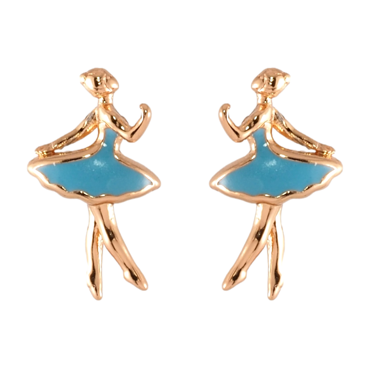 Серьги Xuping Позолота 18K пусеты Балерины с голубой эмалью фото №6 Серьги Xuping Позолота 18K пусеты Балерины с голубой эмалью фото №6