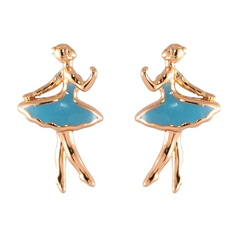 Серьги Xuping Позолота 18K пусеты Балерины с голубой эмалью фото №1