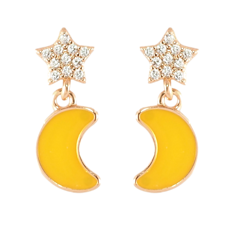 Сережки Xuping Позолота 18K пусети Зірка з півмісяцем фото №1