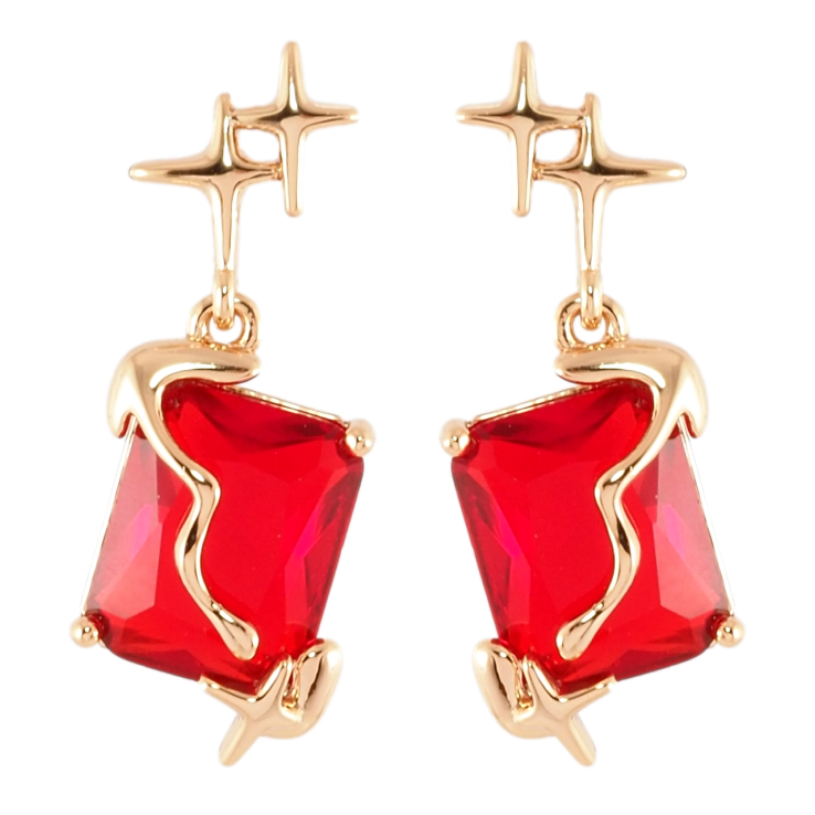 Серьги Xuping Позолота 18K пусеты Подвески с красными фианитами фото №8