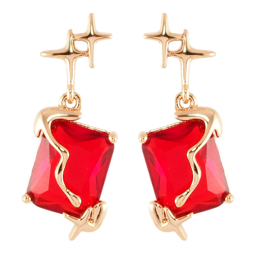 Серьги Xuping Позолота 18K пусеты Подвески с красными фианитами фото №1