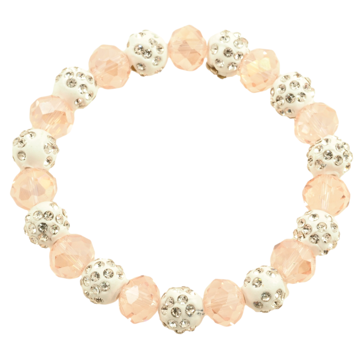 Браслет на гумці скло «Рожево-білі намистини, ø 10мм» вільний розмір фото №7 Браслет на гумці скло «Рожево-білі намистини, ø 10мм» вільний розмір фото №7