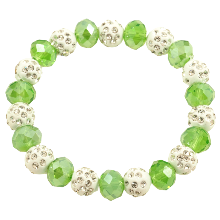 Браслет на гумці скло «Зелено-білі намистини, ø 10мм» вільний розмір фото №14 Браслет на гумці скло «Зелено-білі намистини, ø 10мм» вільний розмір фото №14