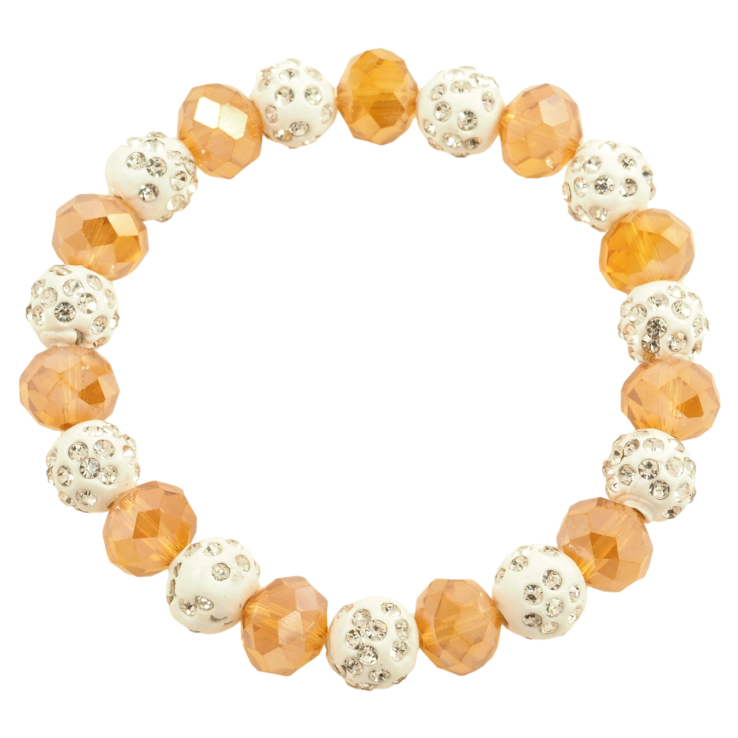 Браслет на гумці скло «Золотисто-білі намистини, ø 10мм» вільний розмір фото №18 Браслет на гумці скло «Золотисто-білі намистини, ø 10мм» вільний розмір фото №18