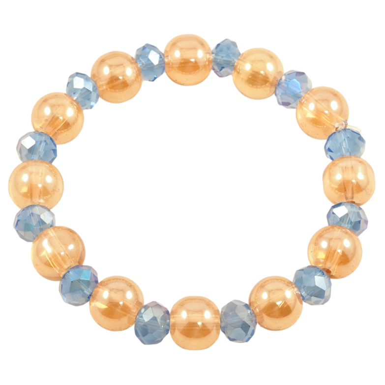 Браслет на гумці скло «Золотисто-сині намистини, ø 8мм і 10мм» вільний розмір фото №1 Браслет на гумці скло «Золотисто-сині намистини, ø 8мм і 10мм» вільний розмір фото №1