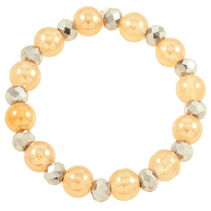 Браслет на резинке стекло Золотисто-серебристые бусины, ø 8мм и 10мм свободный размер фото №1 Браслет на резинке стекло Золотисто-серебристые бусины, ø 8мм и 10мм свободный размер фото №1