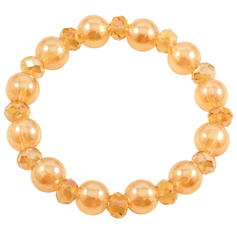 Браслет на резинке стекло Золотистые бусины, ø 8мм и 10мм свободный размер фото №1 Браслет на резинке стекло Золотистые бусины, ø 8мм и 10мм свободный размер фото №1