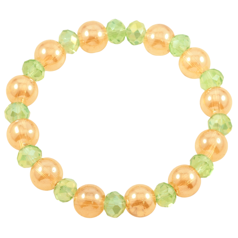 Браслет на гумці скло «Золотисто-салатові намистини, ø 8мм і 10мм» вільний розмір фото №1 Браслет на гумці скло «Золотисто-салатові намистини, ø 8мм і 10мм» вільний розмір фото №1