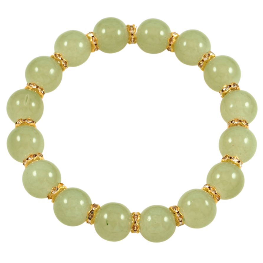 Браслет на гумці скло «Зелені намистини, ø 10мм» вільний розмір фото №1