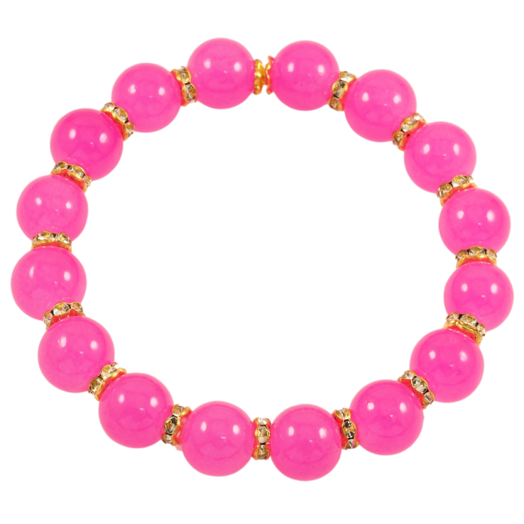 Браслет на гумці скло «Рожеві намистини, ø 10мм» вільний розмір фото №3 Браслет на гумці скло «Рожеві намистини, ø 10мм» вільний розмір фото №3