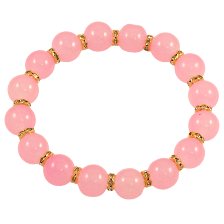 Браслет на гумці скло «Рожеві намистини, ø 10мм» вільний розмір фото №5 Браслет на гумці скло «Рожеві намистини, ø 10мм» вільний розмір фото №5