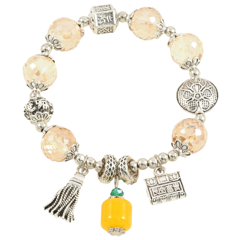 Браслет на гумці скло «Декоративні намистини з підвісками, ø 12мм» вільний розмір фото №14